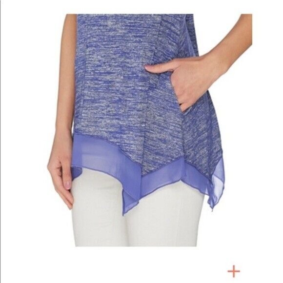 LOGO Lori Goldstein Space Dye Sweater Tank Top Size XS Sleeveless Blueberry - Picture 3 of 12